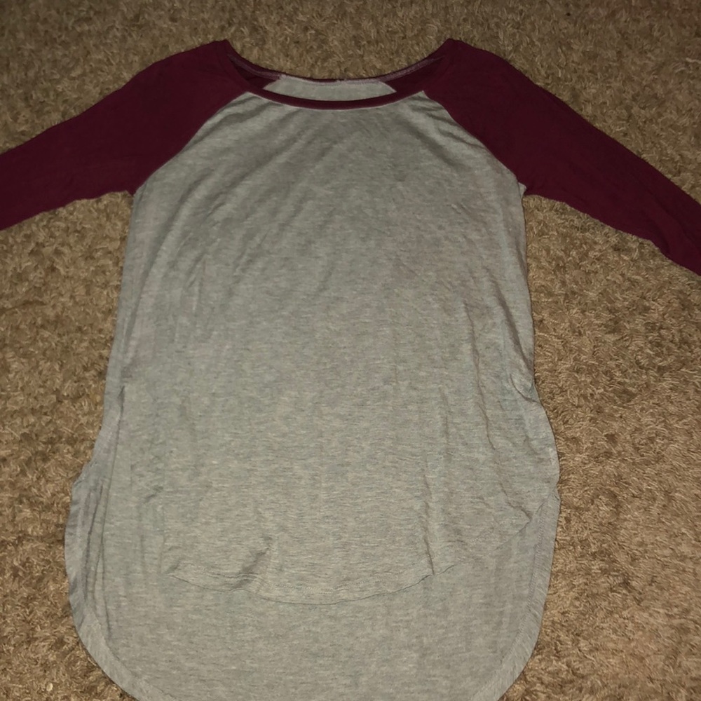 Maroon and Grey Baseball Tee